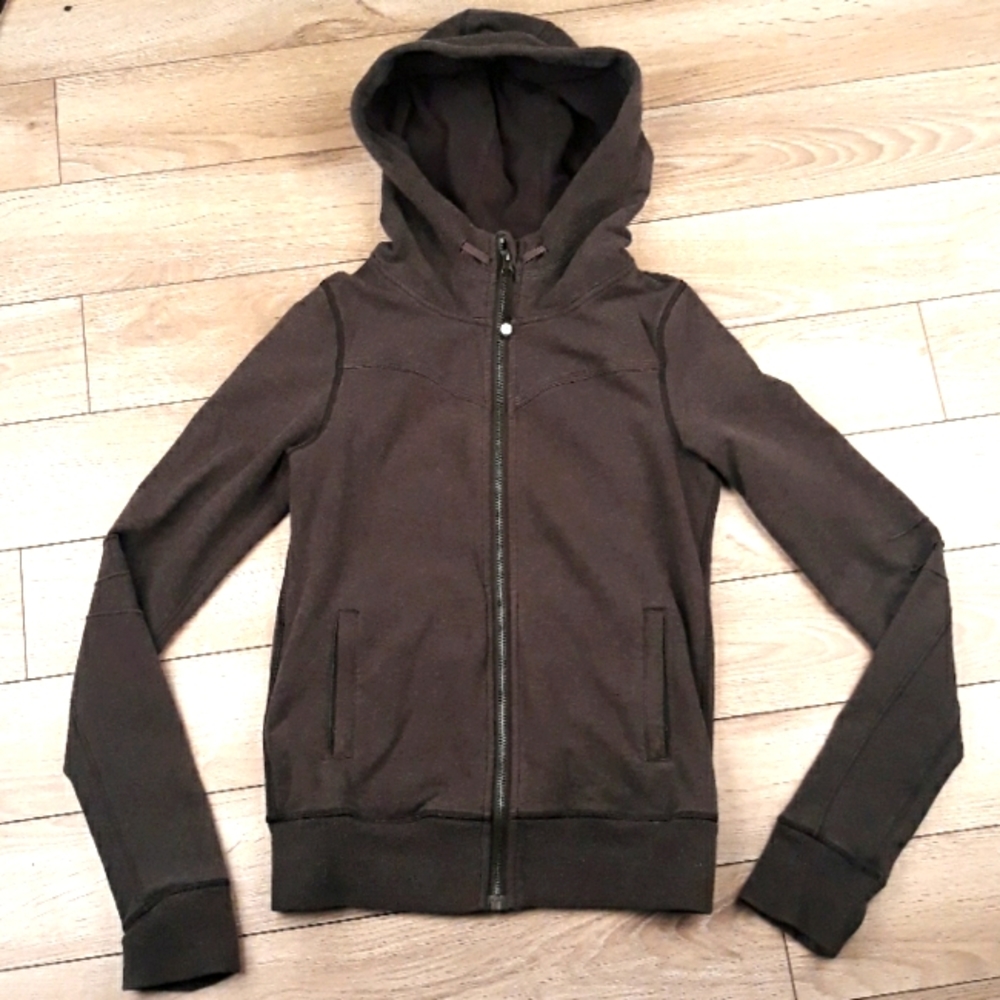 LULULEMON Dark Grey Full Zip Hooded Womens‎ Small Athletic Jacket